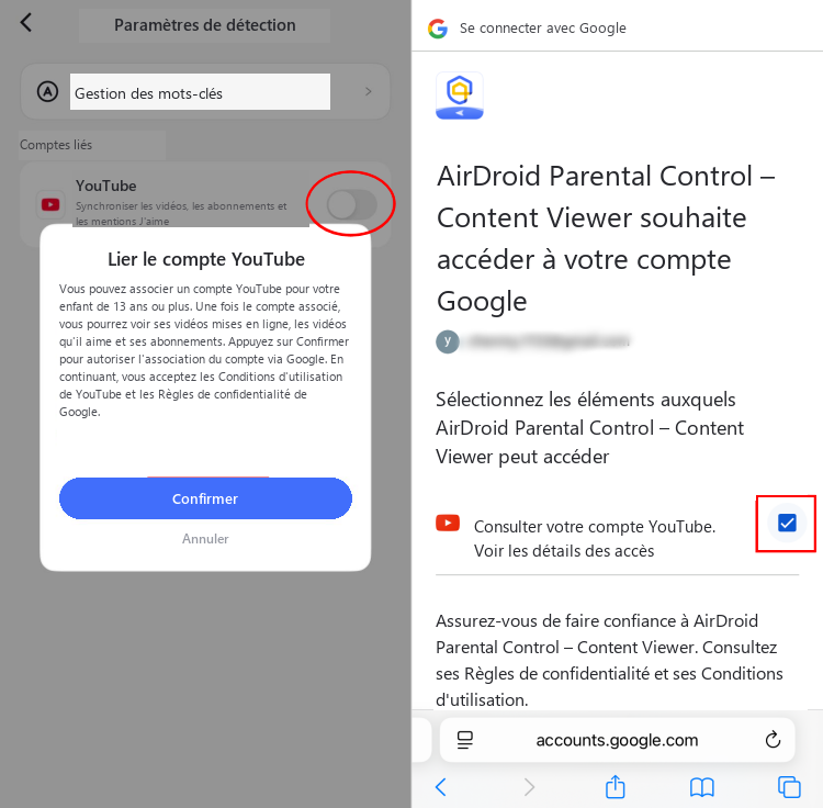 détection du contenu YouTube sur iOS