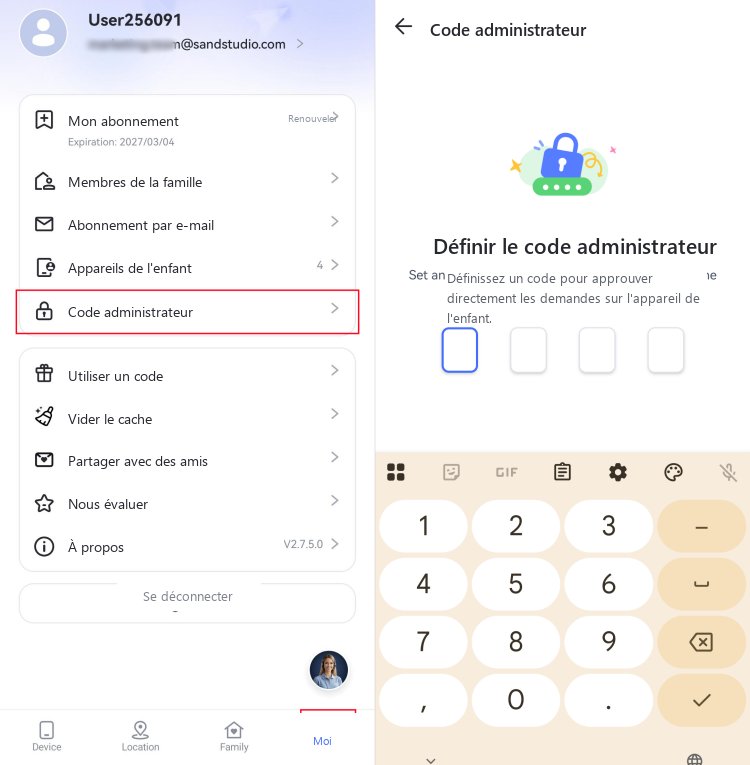 ajouter un code administrateur