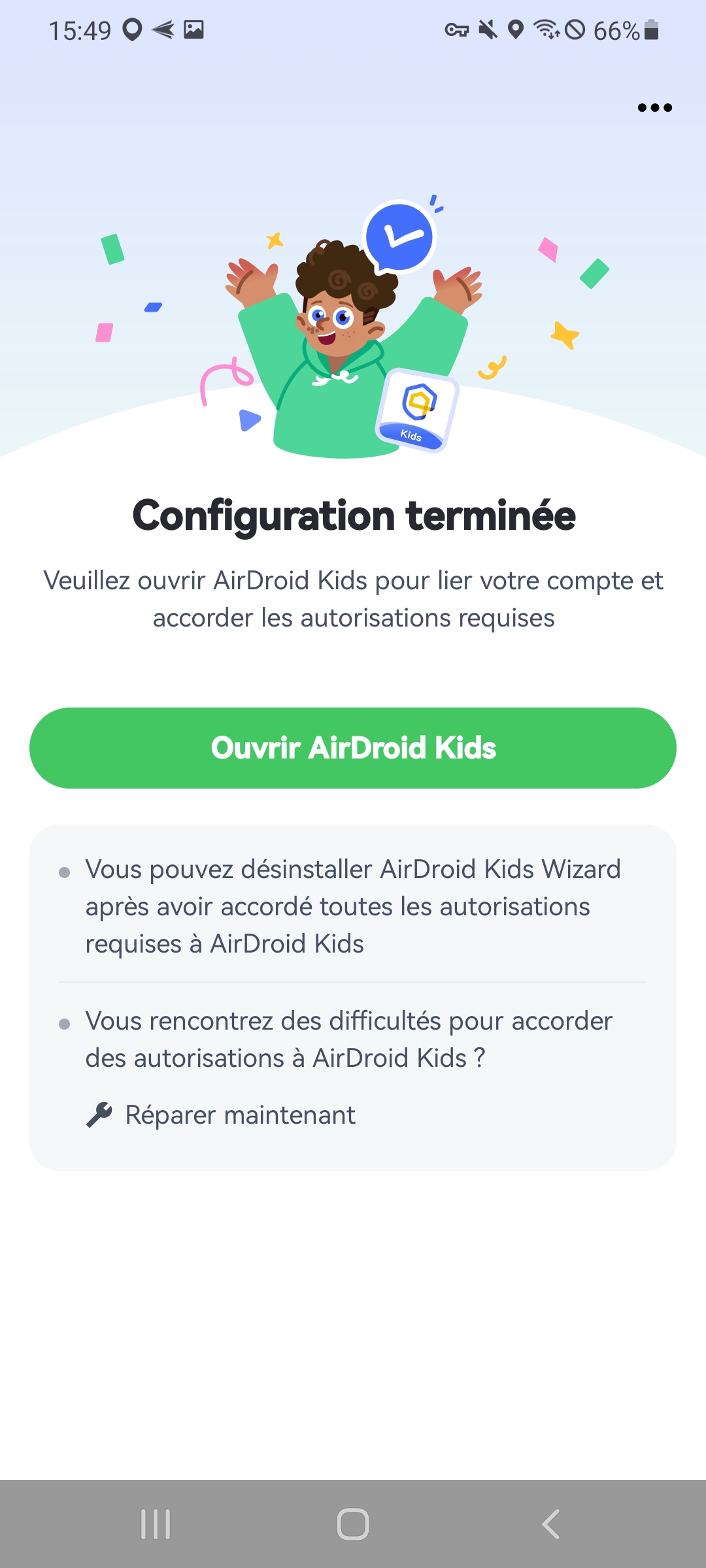 commencer l'installation d'AirDroid Kids Wizard