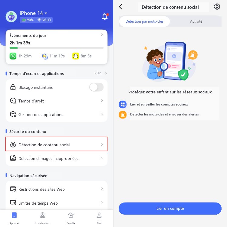 appuyer sur Lier un compte