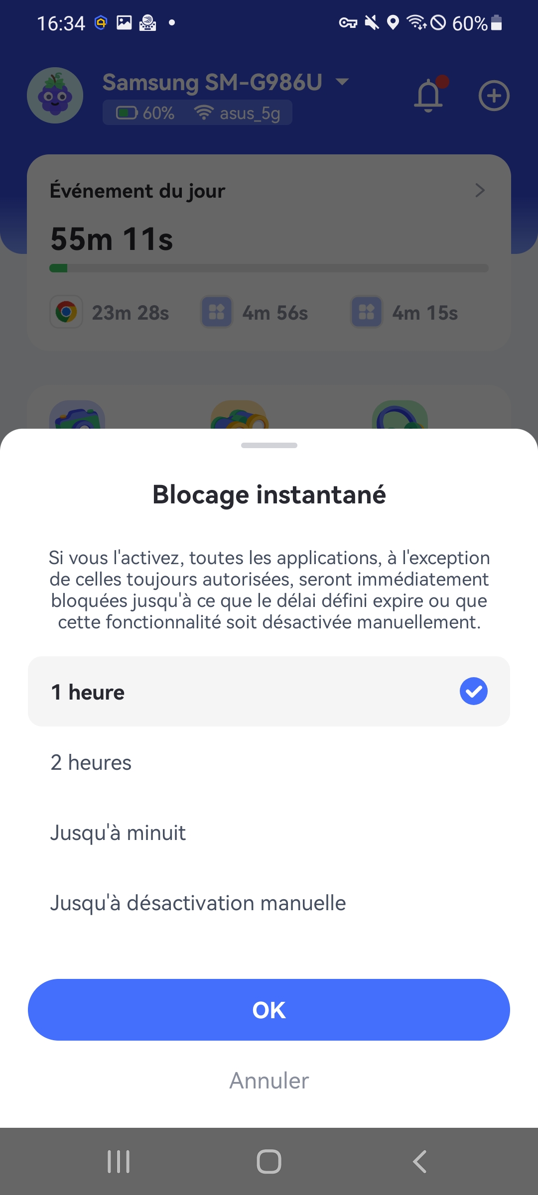 configurer le blocage instantané