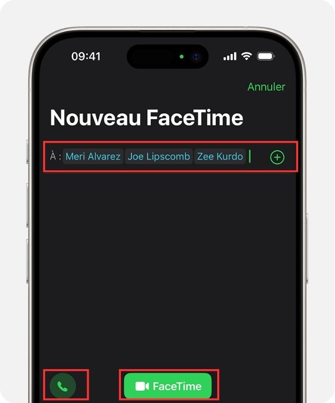 Appel FaceTime de groupe