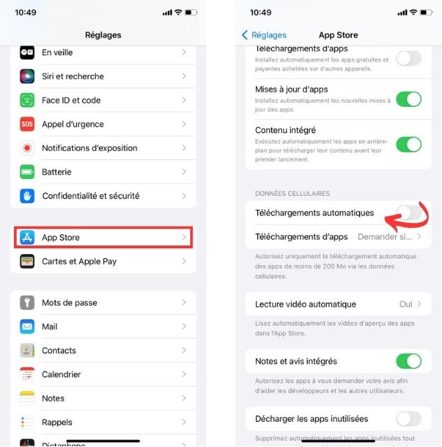 Arrêter la synchronisation des applications iPhone et iPad