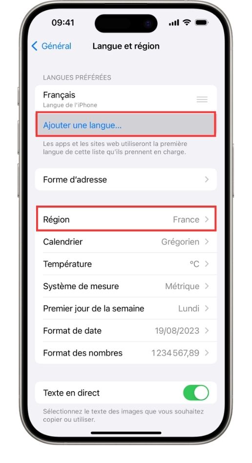 Changez la langue et la région iPhone