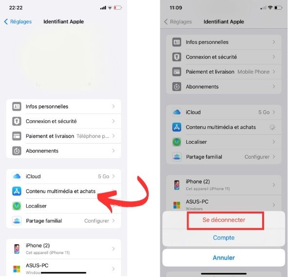 Déconnectez et reconnectez à l'App Store
