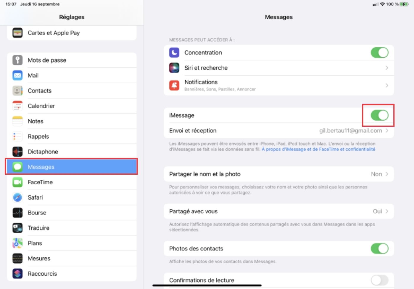 Désactiver la synchronisation des iMessages