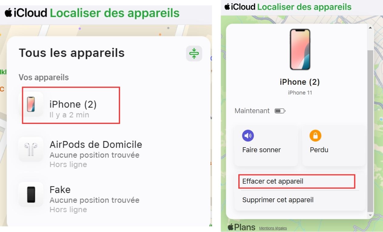 Utiliser iCloud pour enlever contrôle parental iPhone