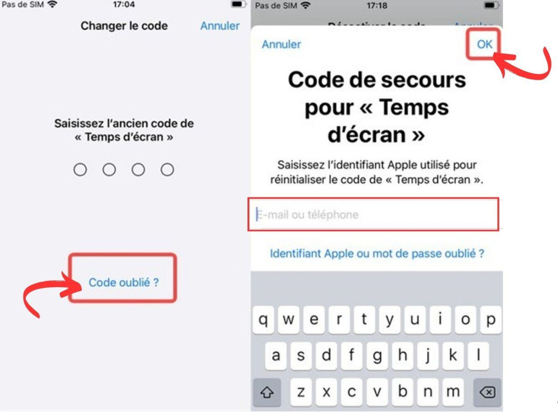 Enlever le contrôle parental sur iPhone sans le code