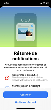 Le Résumé De Notifications Est Activé