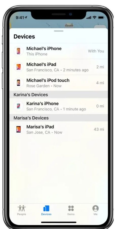 Localiser iPhone Partage familial
