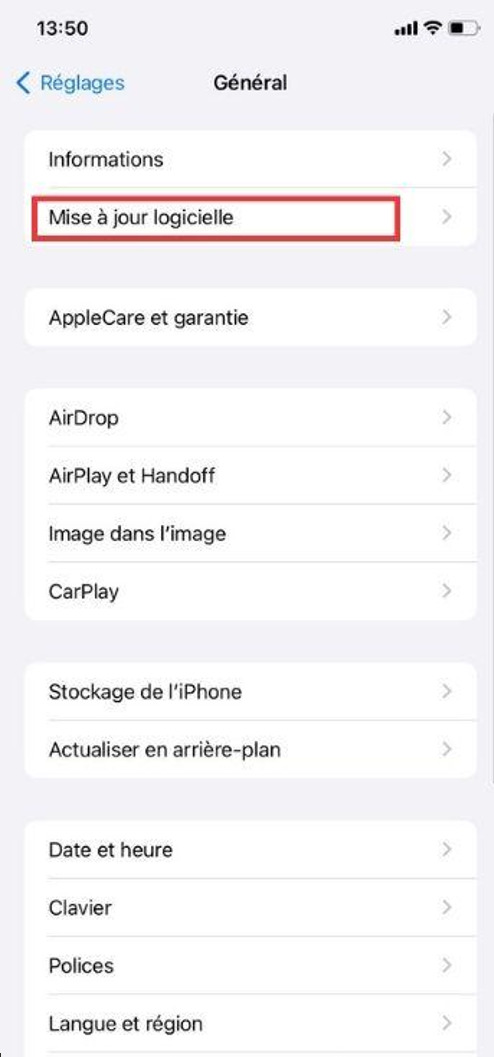 Mettez à jour votre iOS