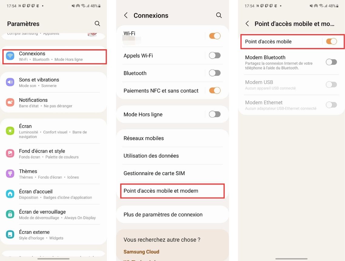 Partage de connexion Android