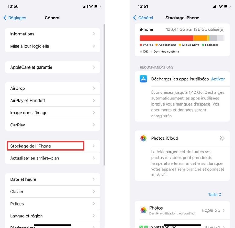 Stockage insuffisant sur votre iPhone