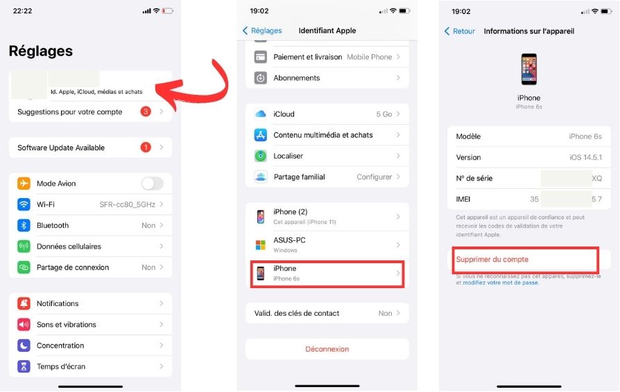 Supprimer iPad de la liste des appareils synchronisés