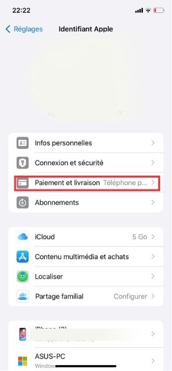 Vérifier le mode de paiement app store iPhone