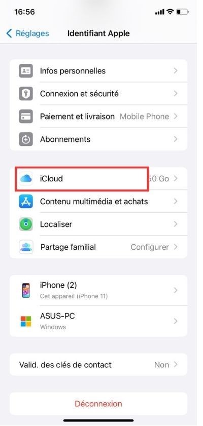 Vérifiez l'état du compte iCloud