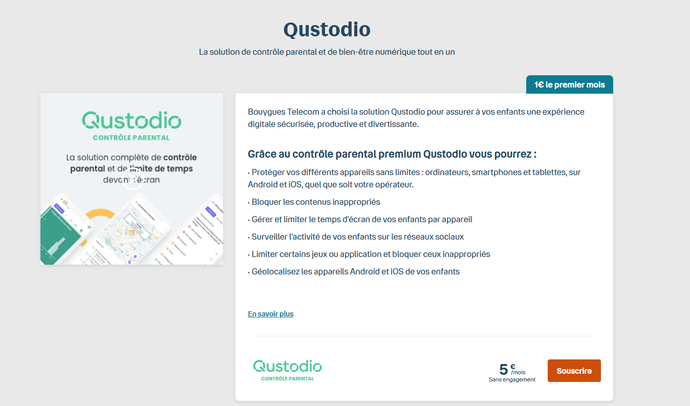 Activer contrôle parental Qustodio de Bouygues