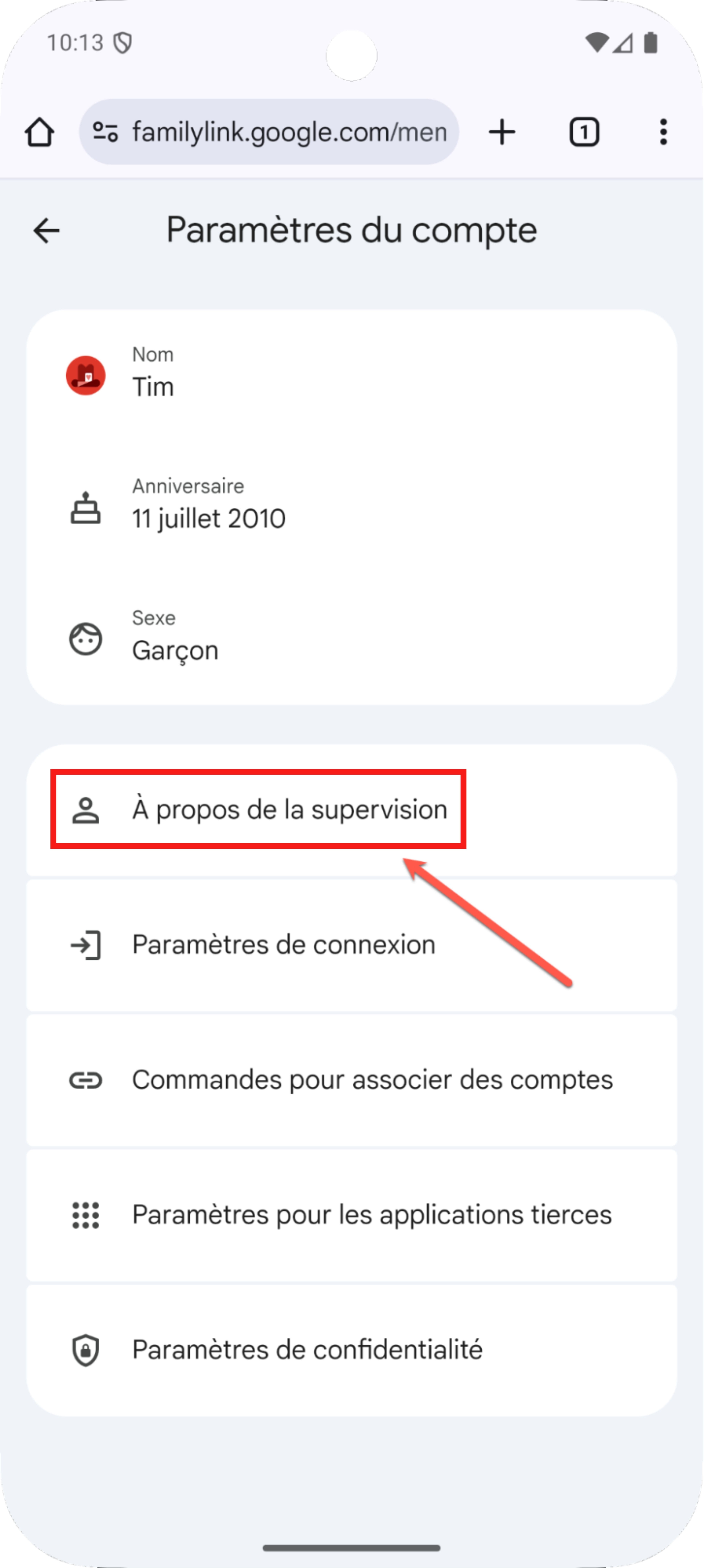 A propos de la supervision Family Link