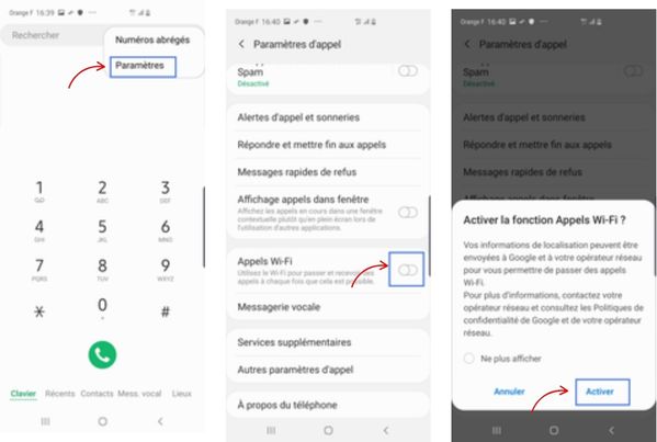 Activer les appels Wi-Fi sur Android