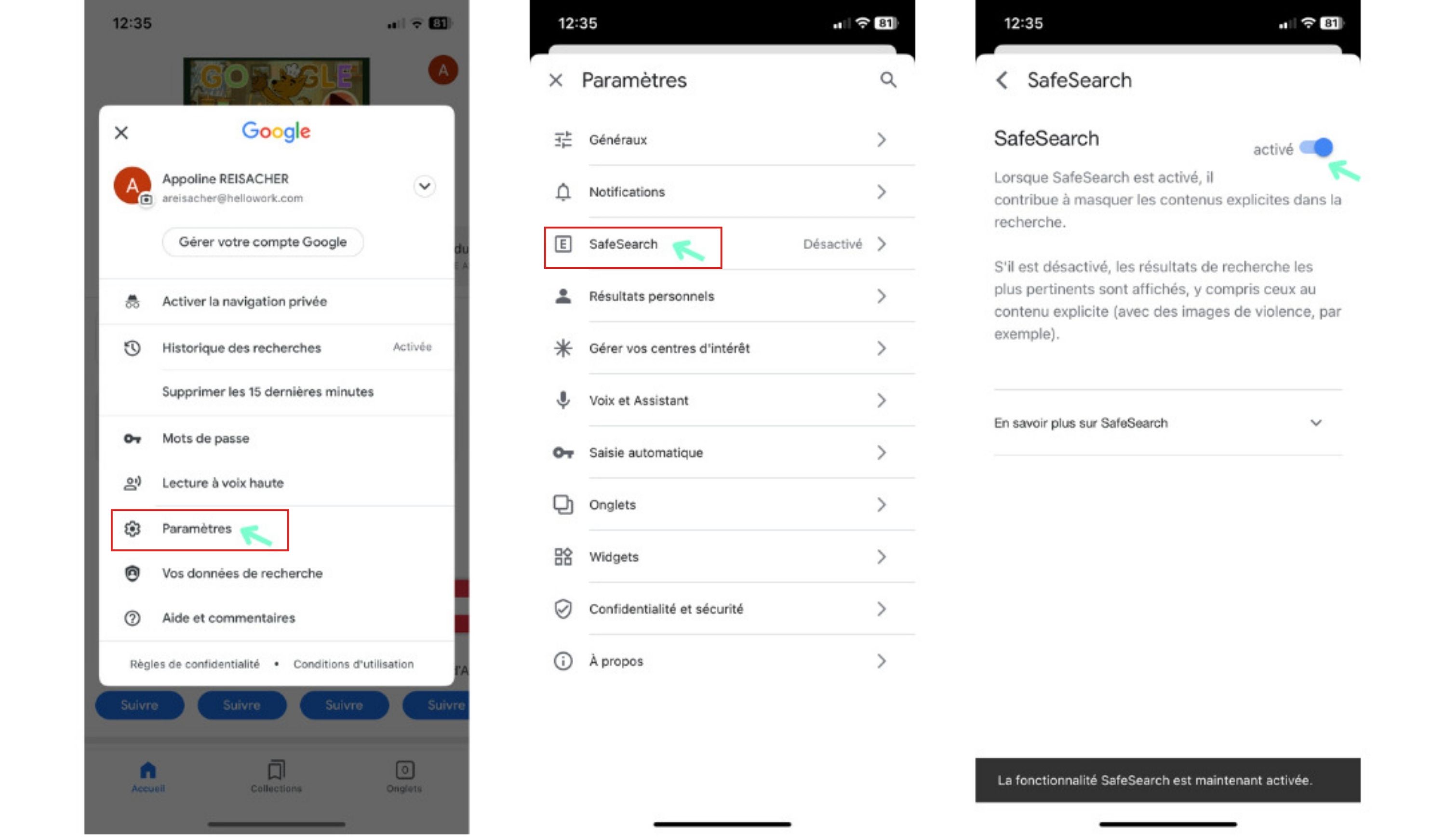 activer SafeSearch sur Android
