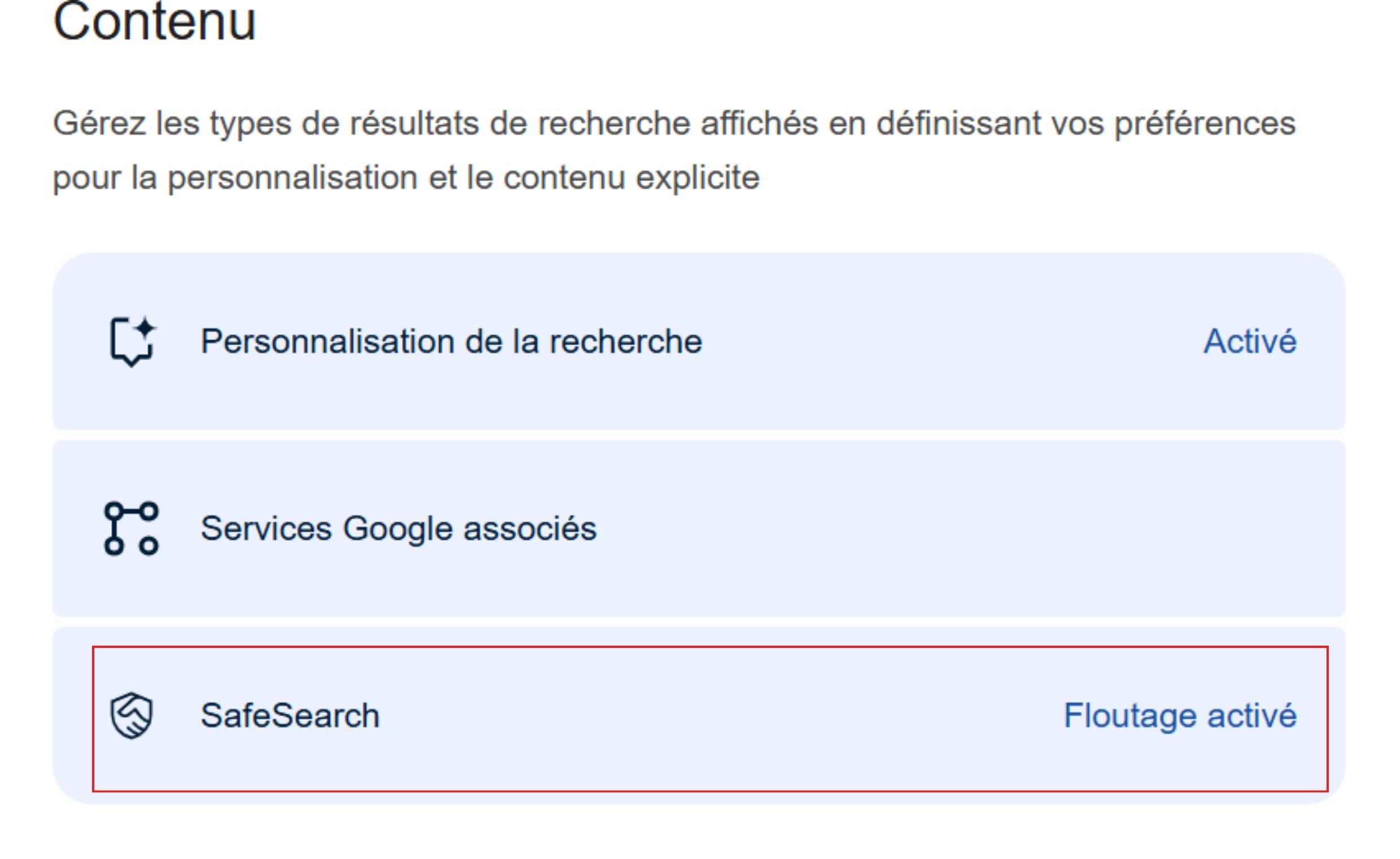 activer SafeSearch surPC
