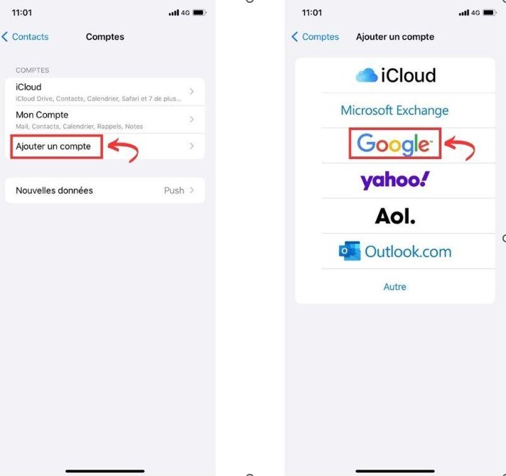 Ajouter un compte Google sur iPhone