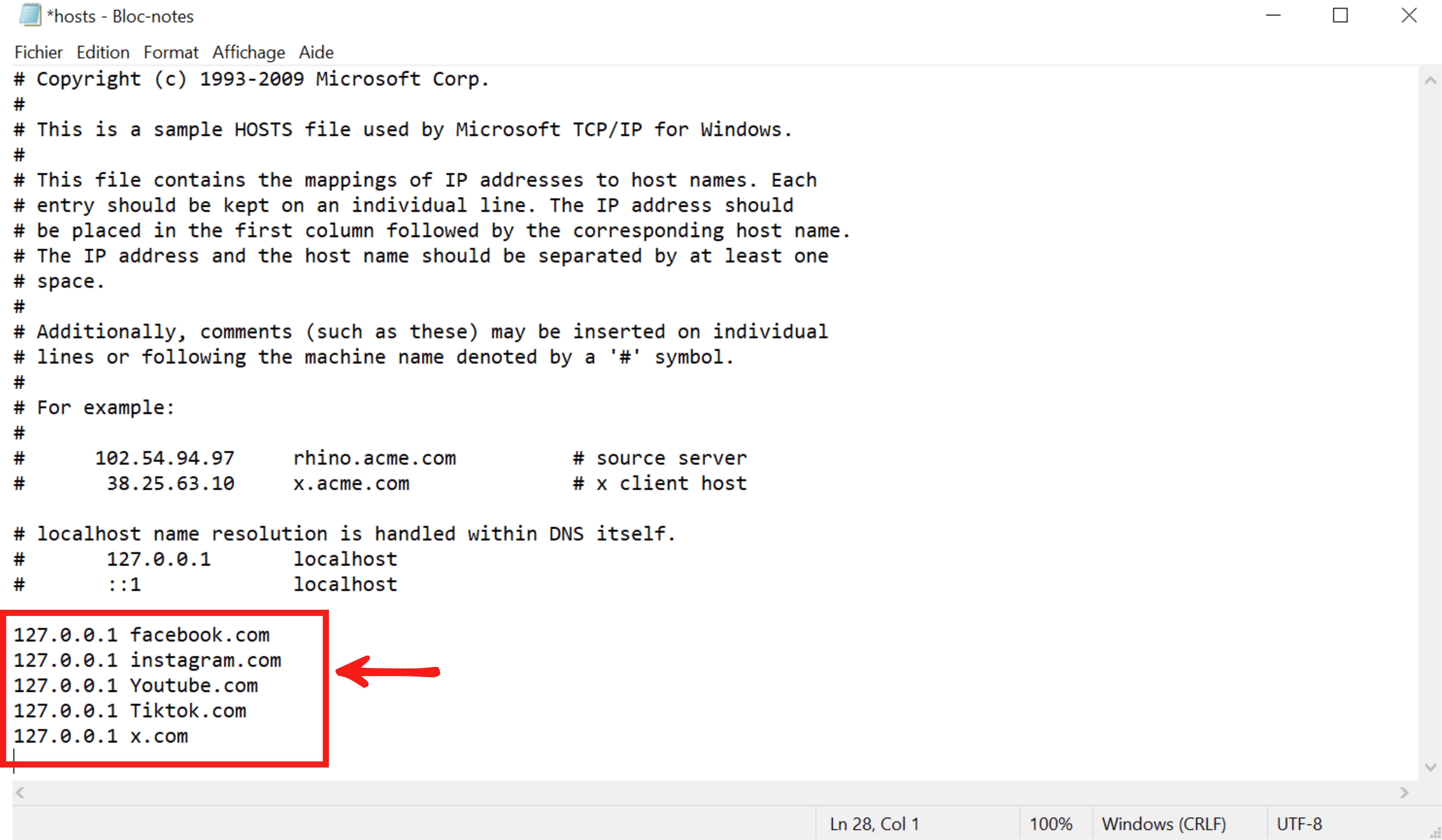 Bloquer des sites sur internet en modifiant le fichier hosts Windows