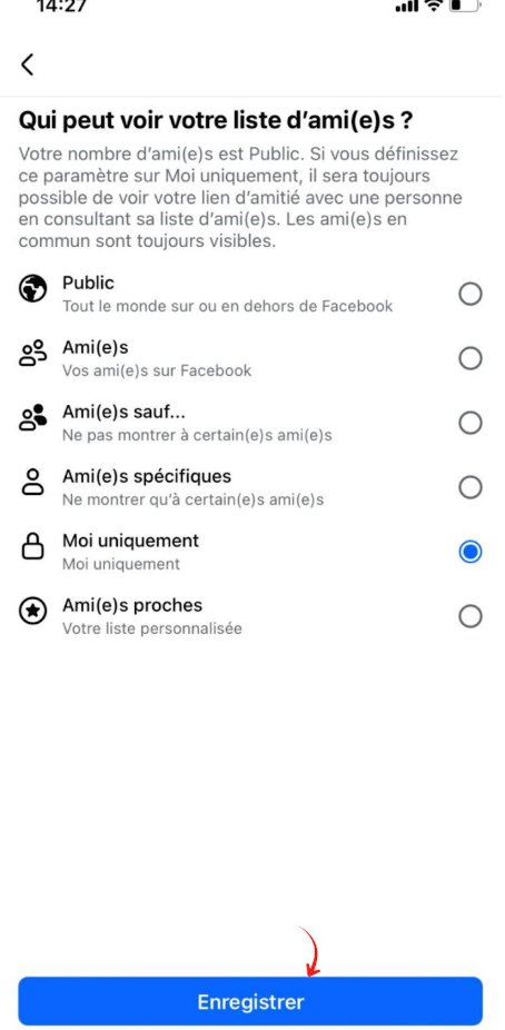 Cacher amis sur téléphone Facebook