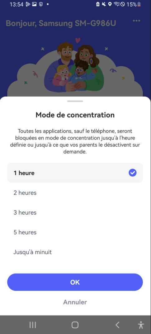 Configurer le mode concentration
