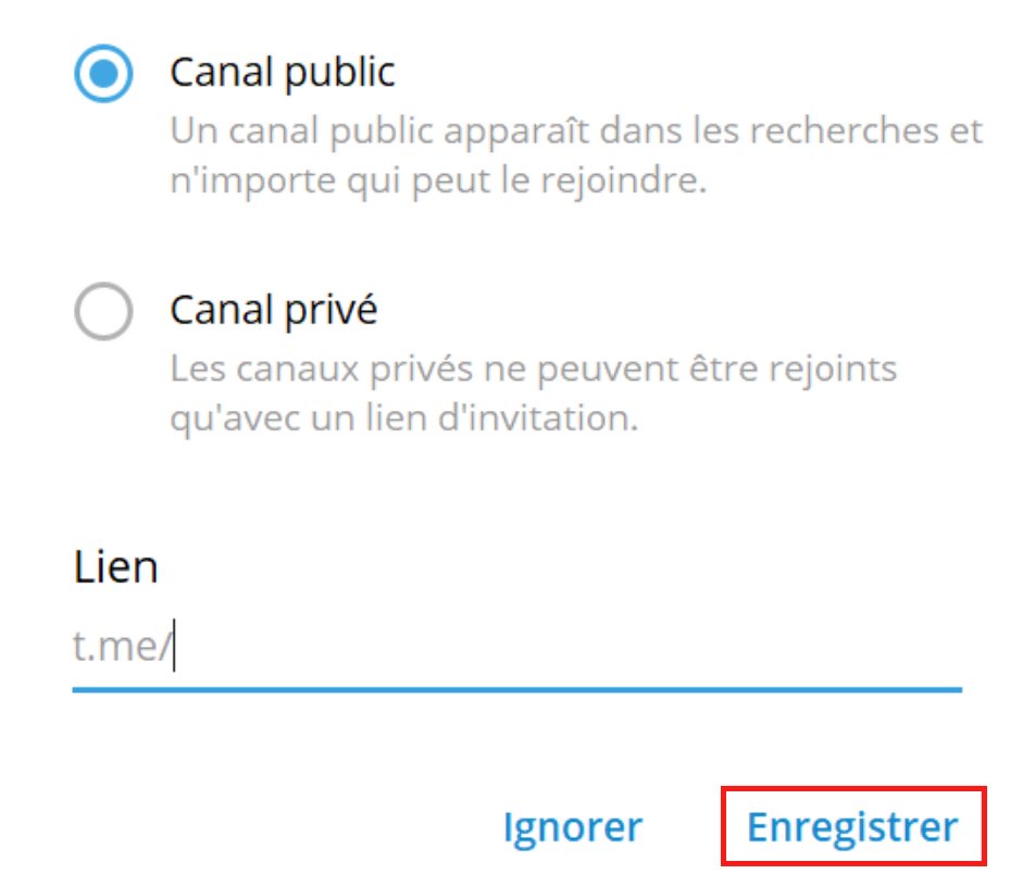 Créer un lien du canal Telegram