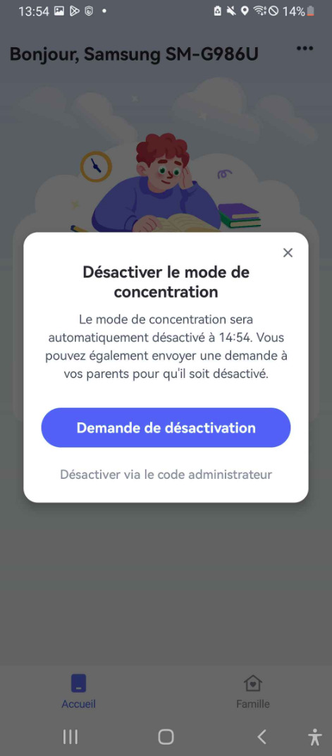 Désactiver le mode concentration