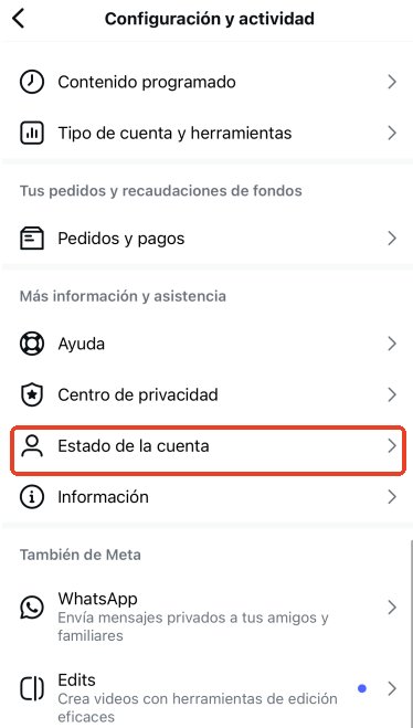 estado de la cuenta de registros