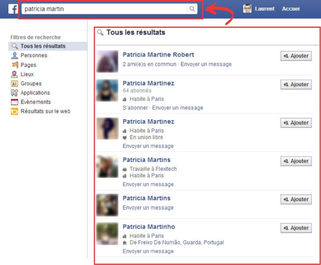 Facebook recherche par nom et prénom