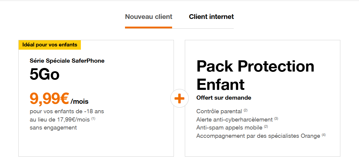 Forfait ado Orange avec contrôle parental