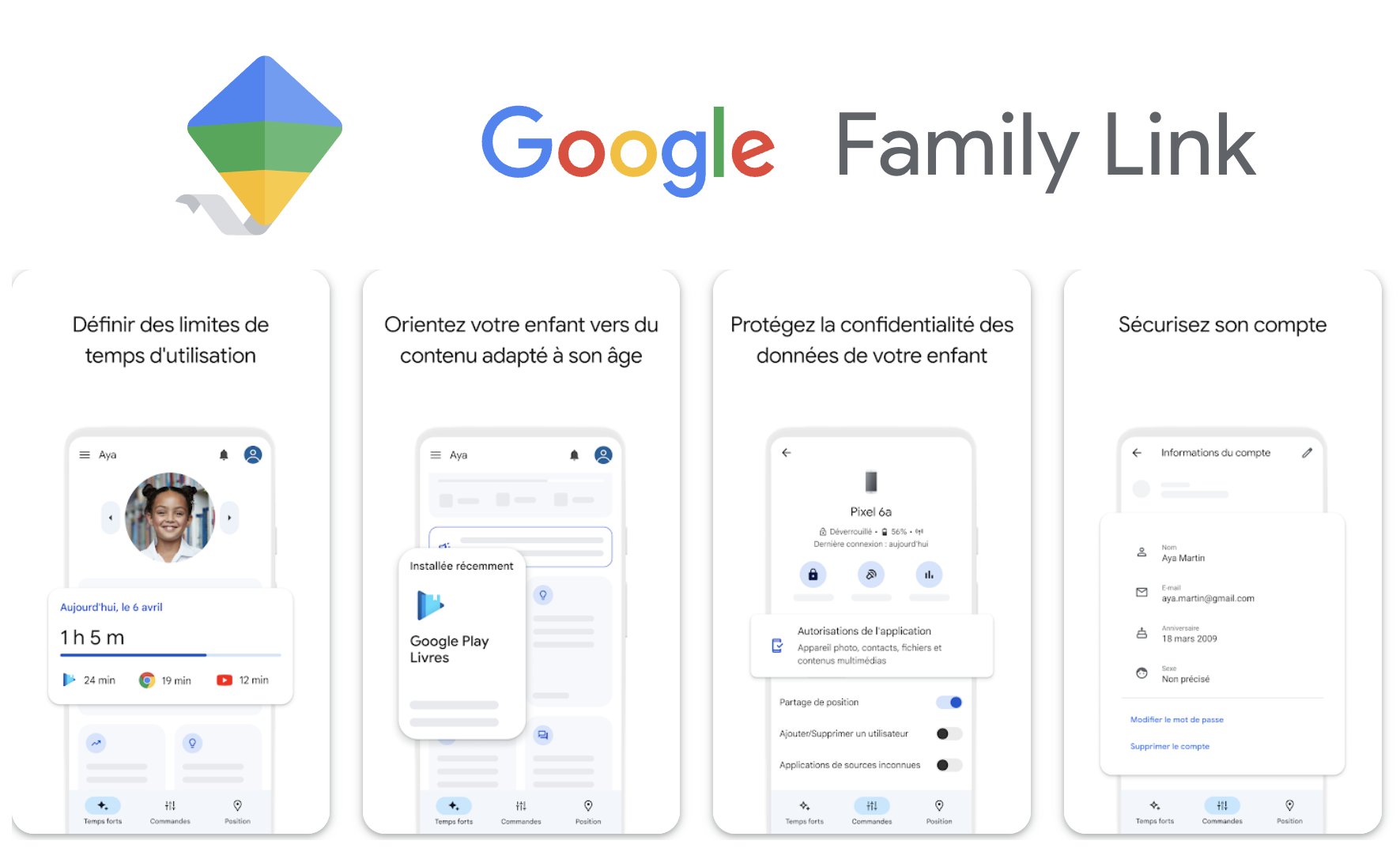Fonctions de Google Family Link