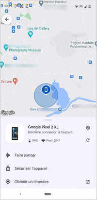 voir la position dans Localiser mon appareil