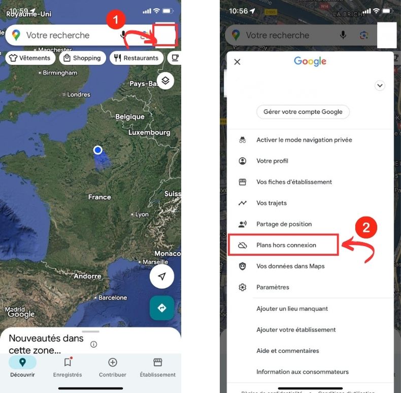 Utiliser Google Maps hors connxion