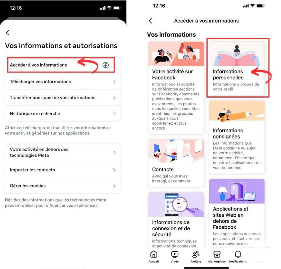Informations personnelles Facebook