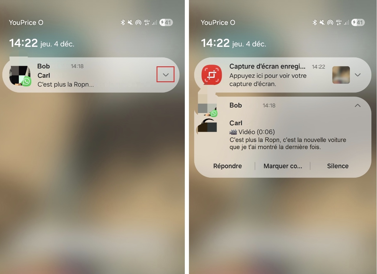 Lire les message WhatsApp dans la barre de notification