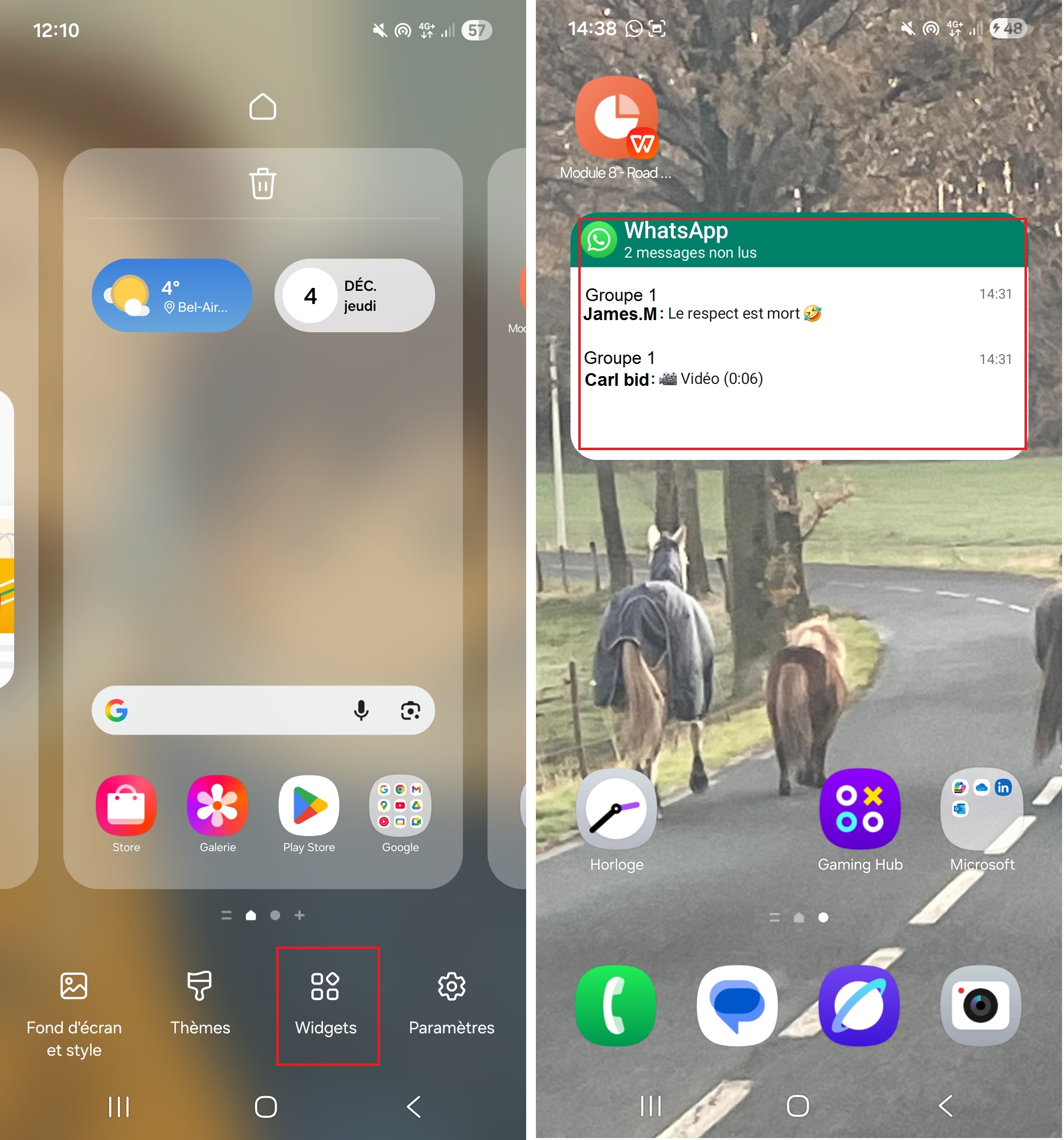 lire les messages WhatsApp messages dans les widgets Android