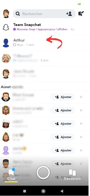 Liste d'amis Snapchat