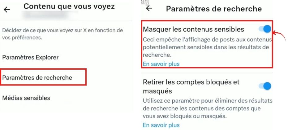 Masquer les contenus sensibles Twitter