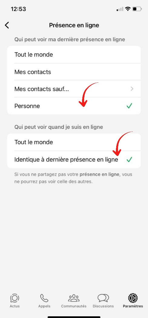 Masquer présence en ligne WhatsApp