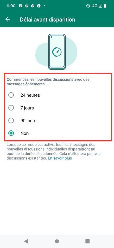 messages éphémères WhatsApp