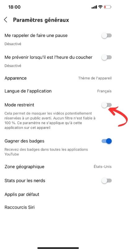 Mode restreint YouTube