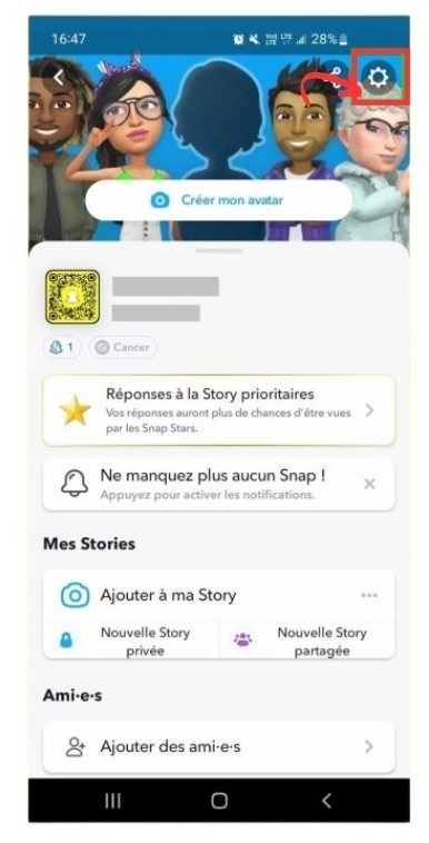 Paramètres Snapchat