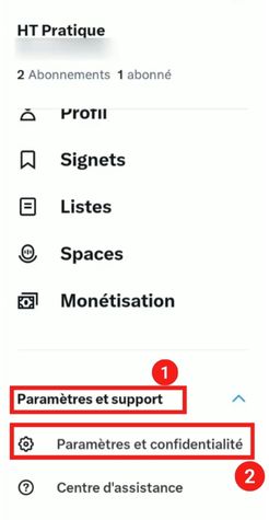 Paramètres et confidentialité Twitter