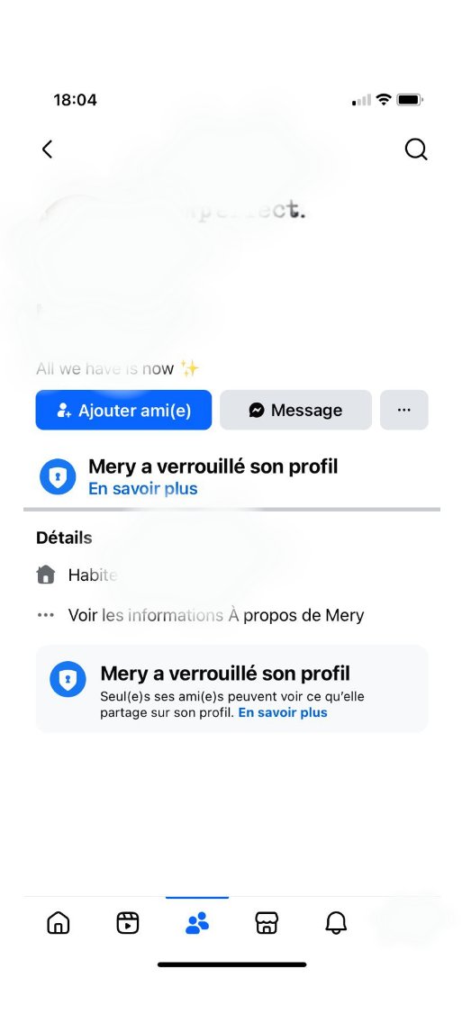 Le profil Facebook verrouillé