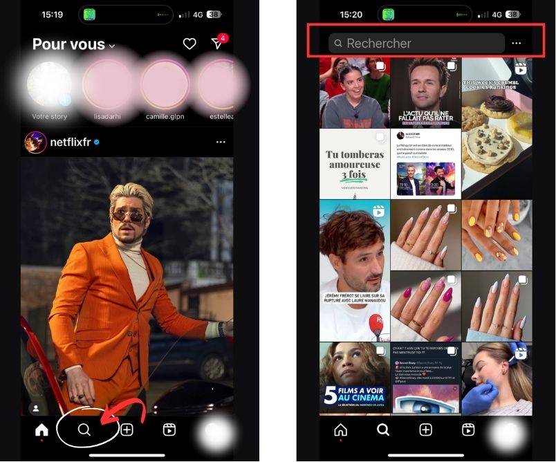 Recherche sur Instagram