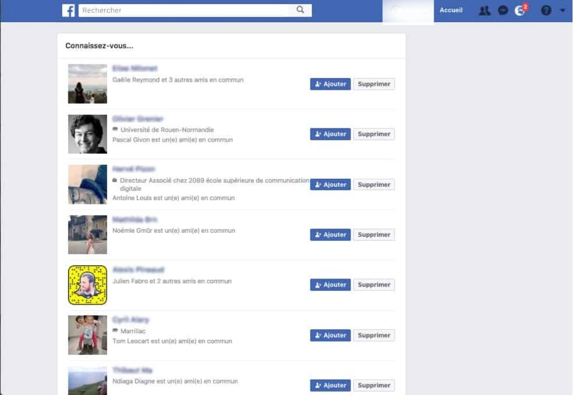 Recherchez un ami sur Facebook